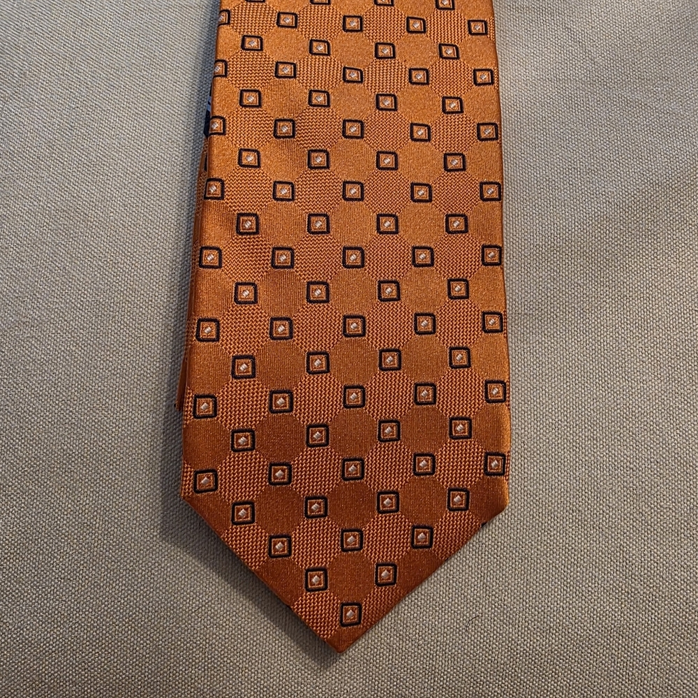 Tommy Hilfiger Silk Tie Orange & Navy